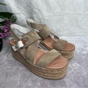 RAG & Bone August Espadrille Suede Leather Wedge Platform Sandals Size EU 40